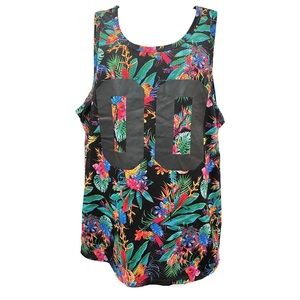 ON THE BYAS Tank Top Jersey 00 Hawaiian Tropical Floral Print Size Large